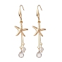 Starfish/Sea Stars 304 Stainless Steel Dangle Earring, Shell Pearl & Transparent Glass Beads Long Drop Earrings for Women