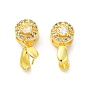 Rack Plating Brass Pave Cubic Zirconia Ice Pick Pinch Bails, Long-Lasting Plated