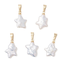 Подвески из натурального барочного жемчуга Кеши, подвески-звезды 304 с защелками из нержавеющей стали, белые