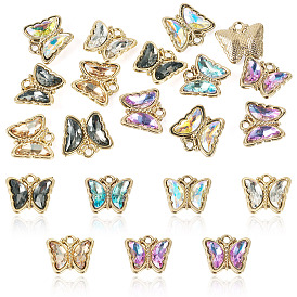 14шт. подвески из сплава стекла, бабочка, золотой свет, граненые