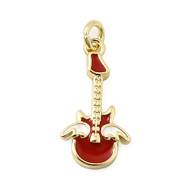 Латунь эмаль подвески, без кадмия, без никеля и без свинца, с прыжковых колец, гитара с подвесками-крыльями, реальный 18 k позолоченный