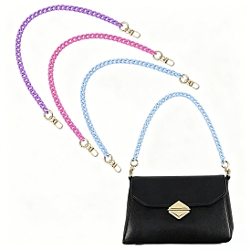 3Pcs 3 Colors Opaque Acrylic Curb Chains Bag Decorative Chains, with Alloy Swivel Clasps, Golden