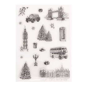 Clear Silicone Stamps, for DIY Scrapbooking, Photo Album Decorative, Cards Making, Stamp Sheets, Christmas Tree & Buliding & Car