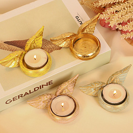 Creative retro aged resin crafts ornaments home round winged candlestick decorative ornaments