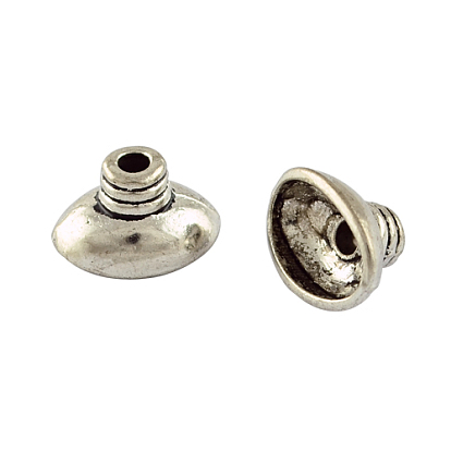 Tibetan Style Alloy Bead Caps, Cadmium Free & Lead Free, 12x7x9mm, Hole: 2mm, about 1000pcs/1000g
