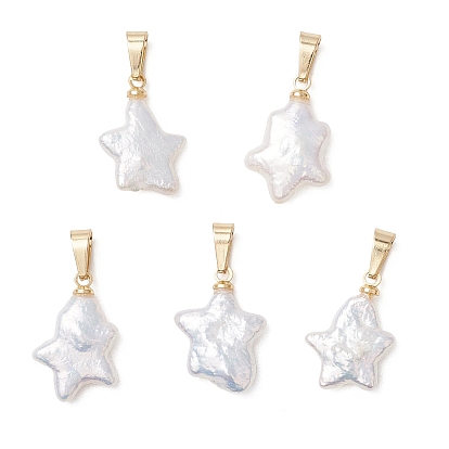 Подвески из натурального барочного жемчуга Кеши, подвески-звезды 304 с защелками из нержавеющей стали, белые