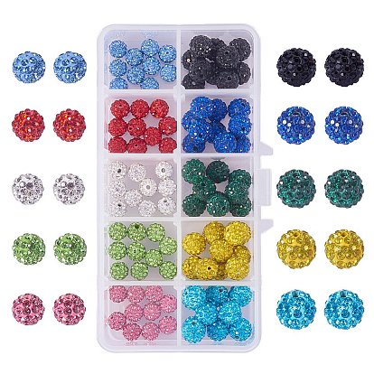 Pave Disco Ball Beads, Polymer Clay Rhinestone Beads, Round