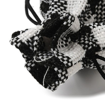 Bolsas de cordón de arpillera de imitación de tela, bolsas de almacenamiento de regalo de tartán, Rectángulo
