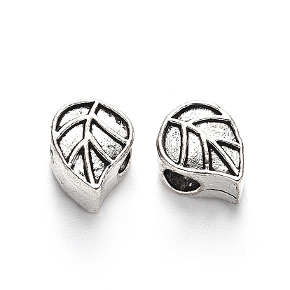 Европейские бусины из сплава тибетского стиля для эмали, бусины с большим отверстием, без свинца, лист