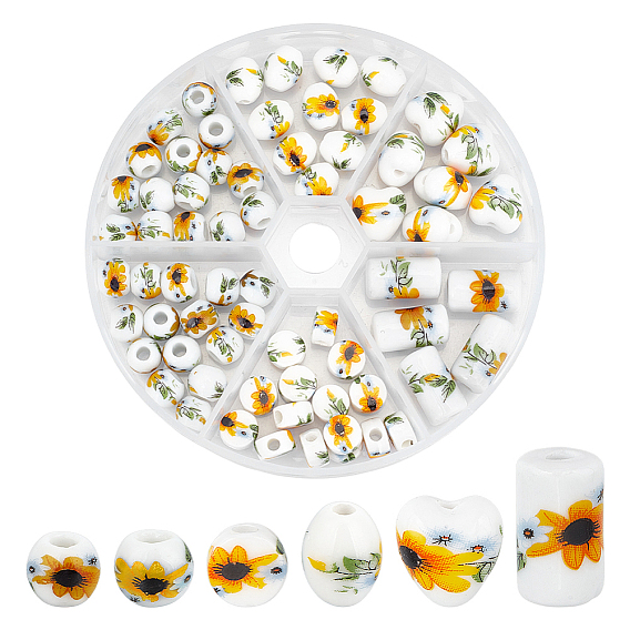 72шт 6 стили фарфоровые бусины ручной работы, разнообразные