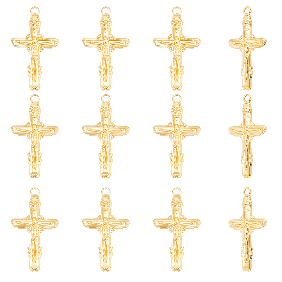 12 шт. ионное покрытие (ip) 304 подвески из нержавеющей стали, подвеска в виде креста-распятия