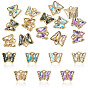 14pcs pendentifs en alliage de verre, papillon, or et de lumière, facette