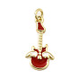 Латунь эмаль подвески, без кадмия, без никеля и без свинца, с прыжковых колец, гитара с подвесками-крыльями, реальный 18 k позолоченный