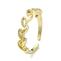 Brass Open Cuff Ring, Cadmium Free & Nickel Free & Lead Free, Hollow Leaf