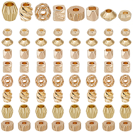 80Pcs 8 Styles Brass Spacer Beads, Mixed Shapes
