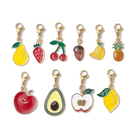Fruit Alloy Enamel Pendant Decoration, Lobster Clasp Charms for Bag, Key Chain Ornaments