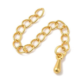 Rack Plating Brass Chain Extender, Cadmium Free & Lead Free, Long-Lasting Plated, Teardrop