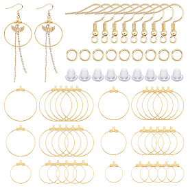 Наборы для поиска сережек своими руками, 304 фурнитура для сережек-колец и крючков из нержавеющей стали