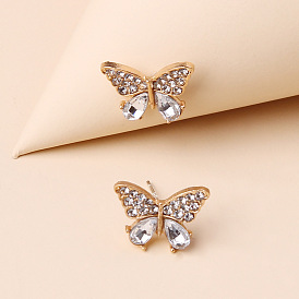 Fashionable Butterfly Earrings and Ear Cuffs with Diamond Inlay - Elegant and Unique