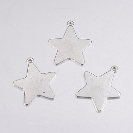 Tibetan Style Alloy Stamping Blank Tag Pendants, Lead Free and Cadmium Free, Star