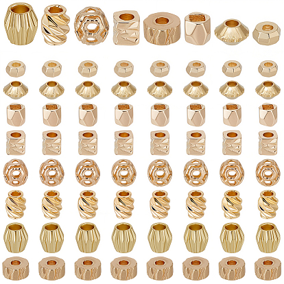 80Pcs 8 Styles Brass Spacer Beads, Mixed Shapes