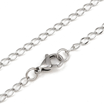 304 из нержавеющей стали витой цепочки ожерелья, с карабин-лобстерами , 17.7 дюйм (450 мм), 2 мм