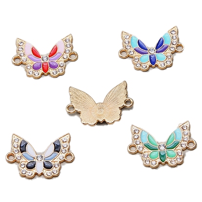 100шт. сплав эмалированные бабочки-соединители подвески, с кристально горный хрусталь, золотой свет