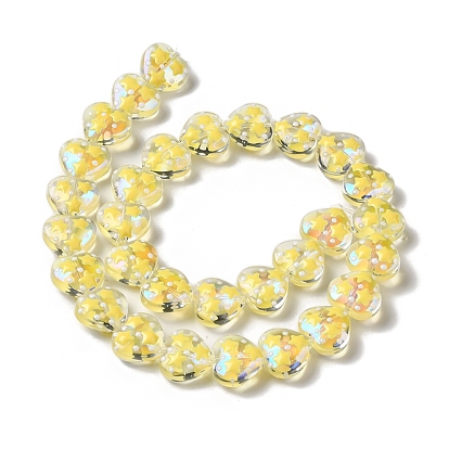 Handmade Glass Beads Strands, with Enamel, Heart