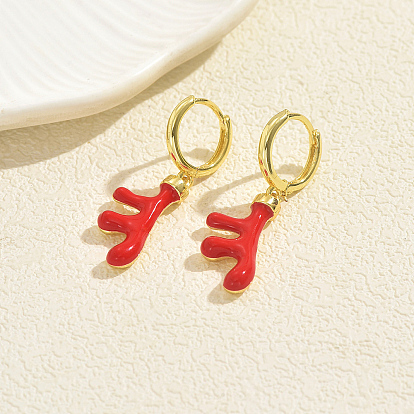 Серьги-кольца с оленем из латуни и эмали