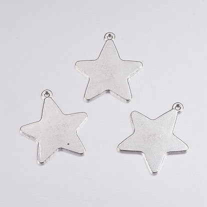 Tibetan Style Alloy Stamping Blank Tag Pendants, Lead Free and Cadmium Free, Star