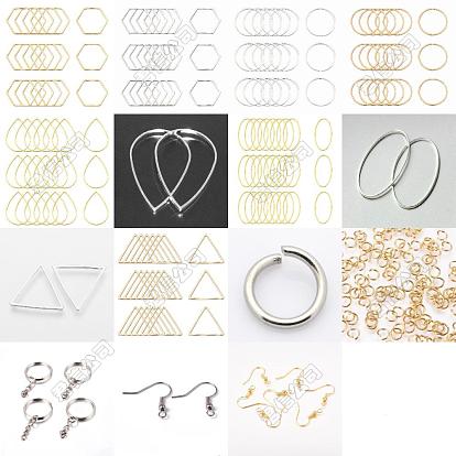 Kits de fabrication de bijoux en laiton à faire soi-même, boucles d'oreilles pendantes hexagonales/en forme de larme, ovales/triangulaires