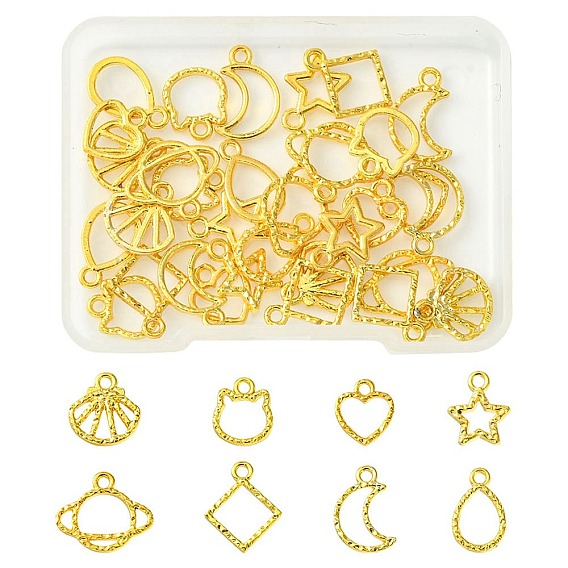 32 шт 8 стили подвески с открытой задней панелью из цинкового сплава, для diy уф смолы, эпоксидная смола, Прессованные цветочные украшения, сердце, планета и слеза, разнообразные