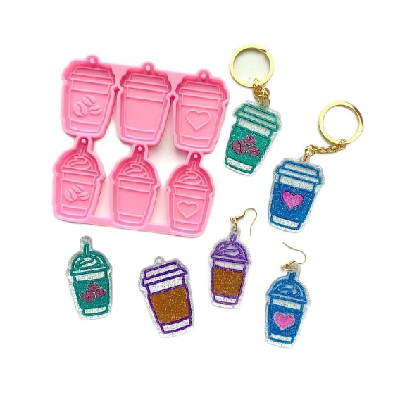 Coffee Cup Pendant Silicone Molds, Resin Casting Molds, For UV Resin, Epoxy Resin Jewelry Making