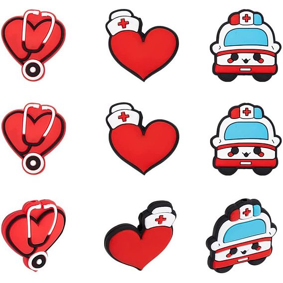 9 шт 3 стиль больничная тематика пищевой экологически чистый силиконовый фокус бусины, шляпа и эхометр и автомобиль