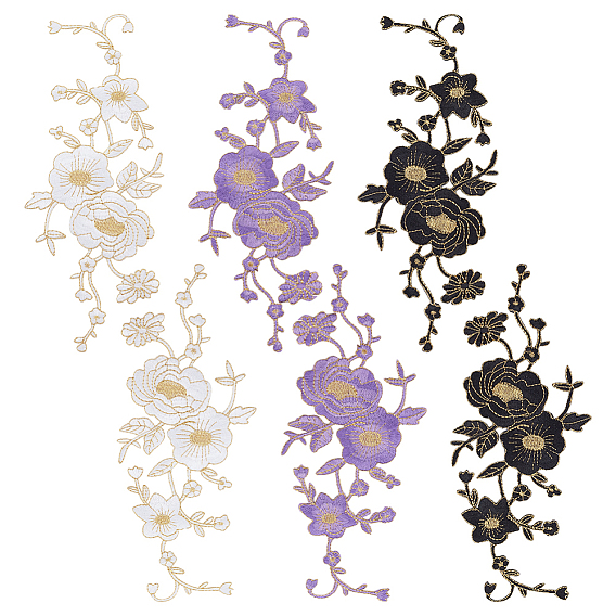 6шт 3 цвета цветочный узор компьютерная вышивка аппликации, клей/пришивание заплат, костюм чонсам аксессуары