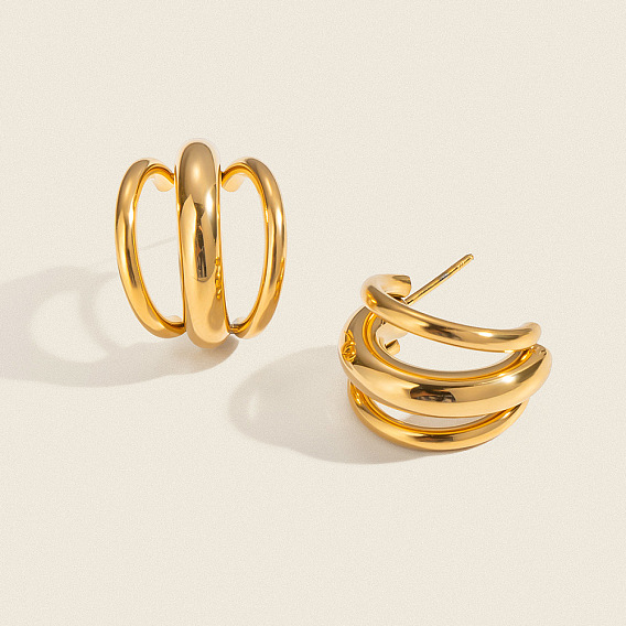 304 тройные серьги-гвоздики в форме буквы С из нержавеющей стали