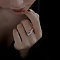 925 Sterling Silver Criss Cross Finger Ring with Cubic Zirconia, with S925 Stamp