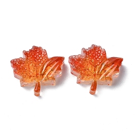 Thanksgiving Day Transparent Epoxy Resin Cabochons, with Paillettes, Maple Leaf