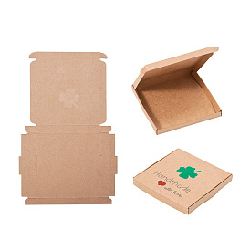 Kraft Paper Gift Box, Wedding Decoration, Folding Boxes, with Clover Pattern