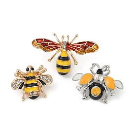 Little Bee Enamel Pins, Zinc Alloy Rhinestone Insect Brooches for Backpack Clothes, Yellow