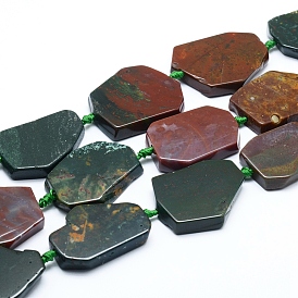 Natural Indian Agate Beads Strands, Flat Slab Beads, Nuggets