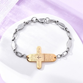 201 из нержавеющей стали ссылку цепи браслеты, крестик, с 304 нержавеющей стали застежки, ионное покрытие (ip)
