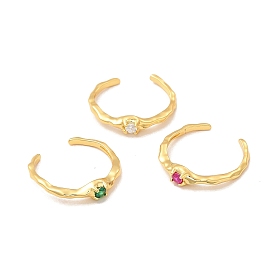 Открытое кольцо-манжета с кубическим цирконием и бриллиантами, настоящие позолоченные украшения из латуни для женщин, без свинца и без кадмия