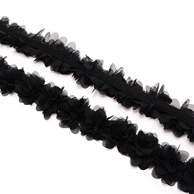 Ribete de encaje de gasa 3d, apliques de cinta para decorar, flor