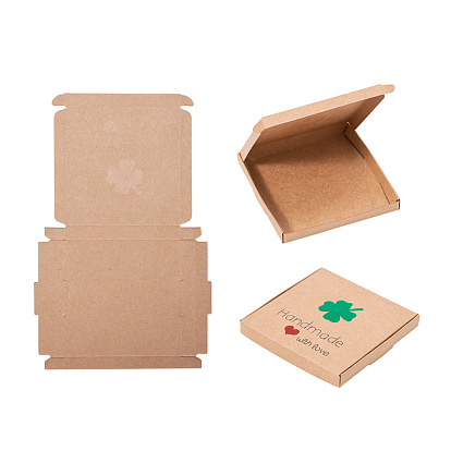 Boîte cadeau en papier kraft, décoration de mariage, boîtes pliantes, avec motif de trèfle