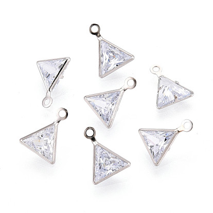 Подвески из латуни с прозрачным фианитом, треугольник прелести