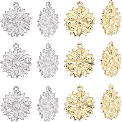 12 шт. 2 цвета вакуумное покрытие pvd 304 подвески из нержавеющей стали, подсолнечник