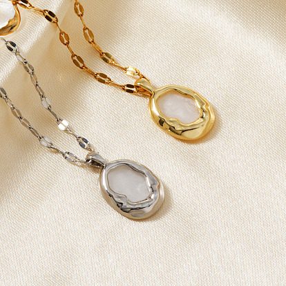 Шикарное минималистичное латунное овальное ожерелье с подвеской в виде цепочки для женщин