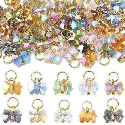 60piezas 10 colgantes de cristal de estilo, con fornituras de latón, lazo, dorado