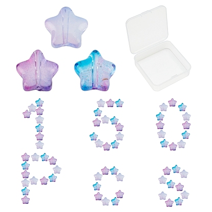 150Pcs 3 Colors Spray Painted Glass Beads, Star